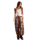 Image 1 : Pantalon Desigual femme moutarde à motifs colorés avec ceinture et poches frontales — Delvale