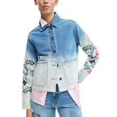 Image 1 : Veste Desigual femme bleu azur en coton avec col rond et manches longues — Delvale