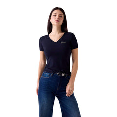 Image 1 : T-shirt femme Guess logo signature vue de face coloris bleu — Delvale