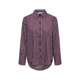 Image 1 : Chemise femme Jacqueline De Yong bordeaux à rayures avec manches longues et col rond — Delvale