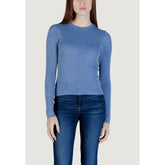 Image 1 : Pull femme bleu azur Jacqueline De Yong manches longues col rond — delvale