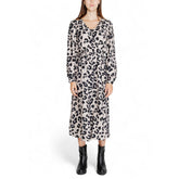 Image 1 : Robe Jacqueline De Yong gris motif léopard manches longues col V — delvale