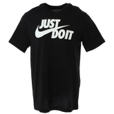 Image 1 : T-shirt Nike Just Do It homme noir avec grand imprimé logo blanc sur la poitrine, vue de face — Delvale