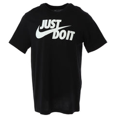 Image 1 : T-shirt Nike Just Do It homme noir avec grand imprimé logo blanc sur la poitrine, vue de face — Delvale
