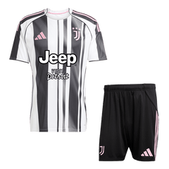 Juventus Jeep x Visit Detroit Sponsor Home Soccer Jersey Kit(Jersey+Shorts) 2025/26 Black&White