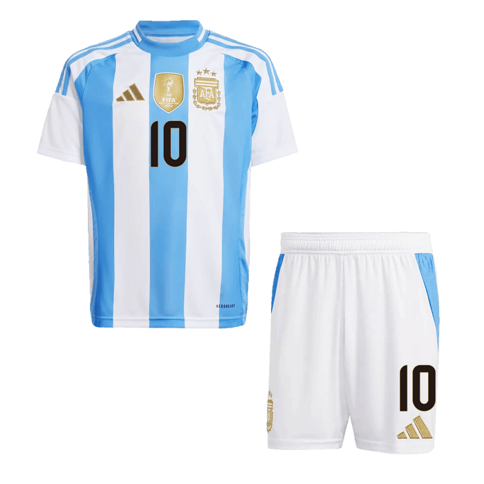 Kids MESSI #10 Argentina Home Soccer Jersey Kit (Jersey+Shorts) 2024