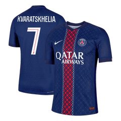 KVARATSKHELIA #7 PSG Home Authentic Soccer Jersey 2025/26