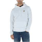 Image 1 : Sweat à capuche Lyle & Scott blanc avec aigle brodé or, vue de face — Delvale