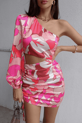 Mink Draped Dress - Fuchsia