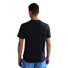 Image 2 : T-shirt Napapijri homme pur coton bleu marine, manches courtes, coupe régulière, étiquette col visible — Delvale