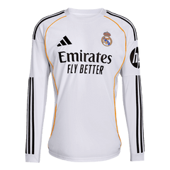Real Madrid Home Long Sleeve Soccer White Jersey 2025/26
