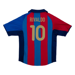 Retro Jersey RIVALDO #10 Barcelona Retro Jersey Home Soccer Shirt 2001/02