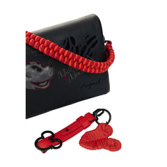 Sac Desigual Femme Bandoulière Face Mickey - Simili Noir & Anse Rouge Tressée