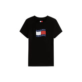 Image 1 : T-shirt Tommy Hilfiger Jeans noir avec imprimé contemporain pour femme, col rond et manches courtes — Delvale