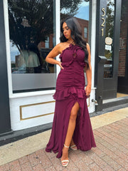 Valeria Ruffled Halter Maxi Dress