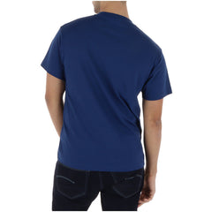 Image 2 : T-shirt Vans homme bleu col rond, détail encolure et coupe — delvale