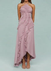 Livette -  Halter neck and ruffles Maxi Dress