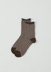 Stripe Cotton Cashmere Socks | Bitter Chocolate/Stone