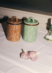 Speckle Enamel Storage Jar | Mint/Cream
