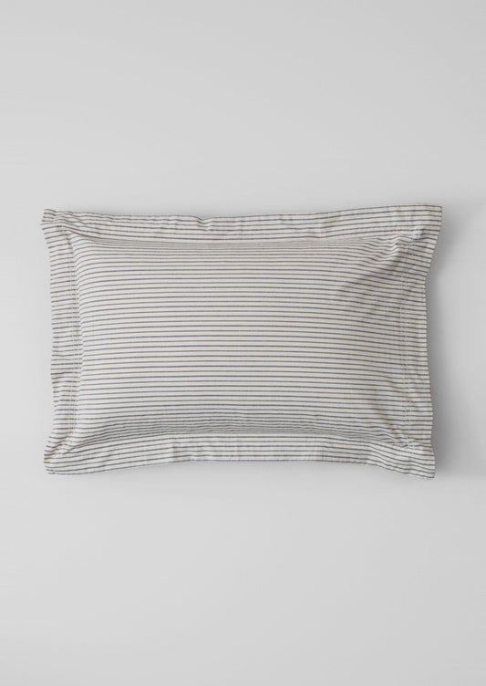 Pyjama Stripe Cotton Oxford Pillowcase | Navy/Ecru