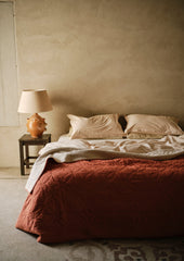 Soft Stripe Cotton Oxford Pillowcase Set | Clay/Ecru
