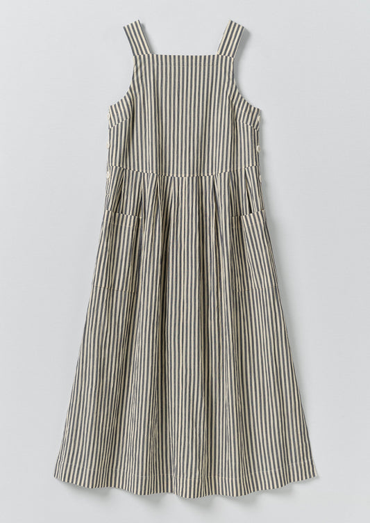 Tablier Stripe Cotton Pinafore Dress | Workshop Blue