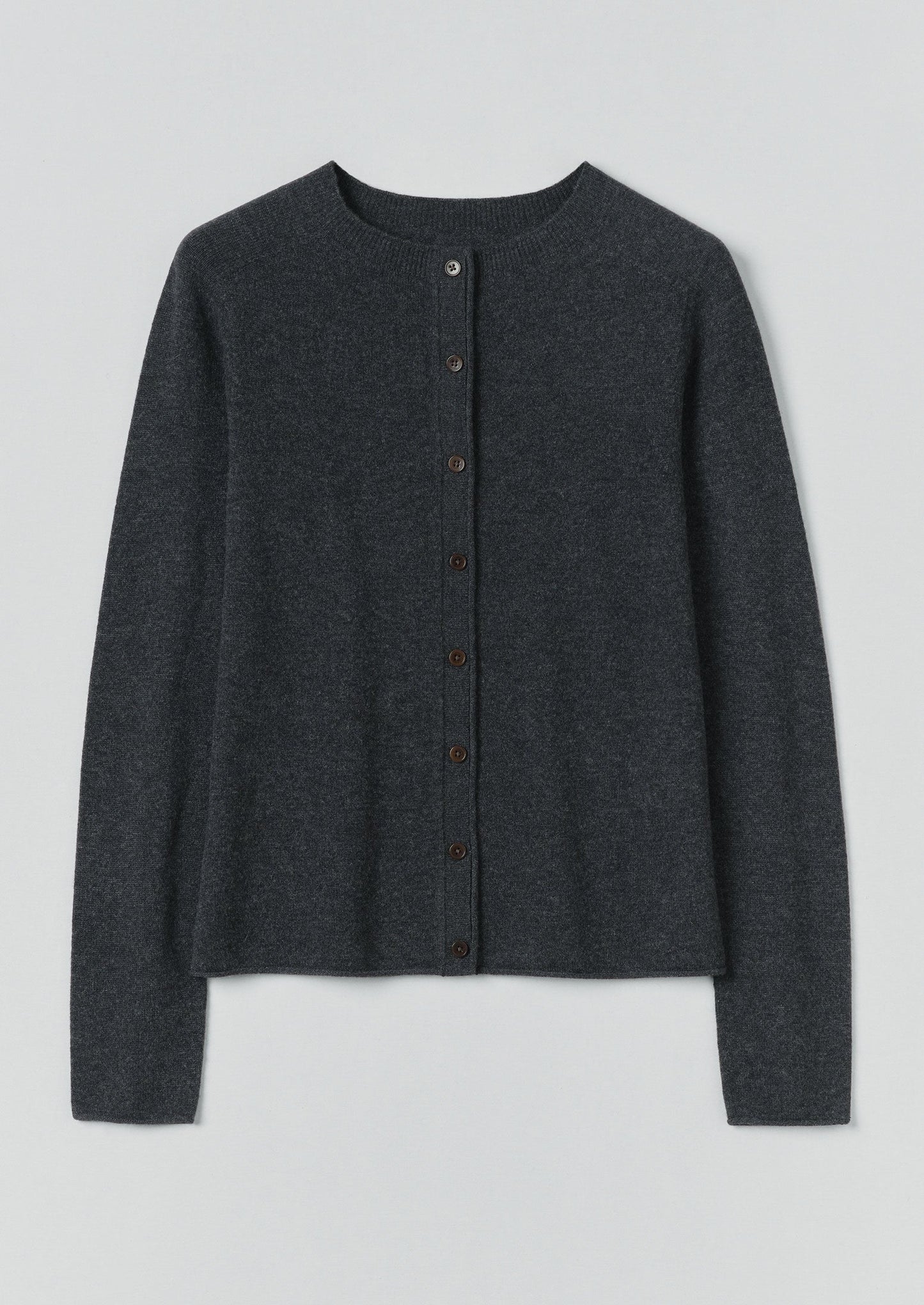 Wool Cashmere Neat Cardigan | Charcoal
