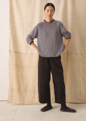 Stripe Linen Cotton Sweater | Brown Ochre/Periwinkle