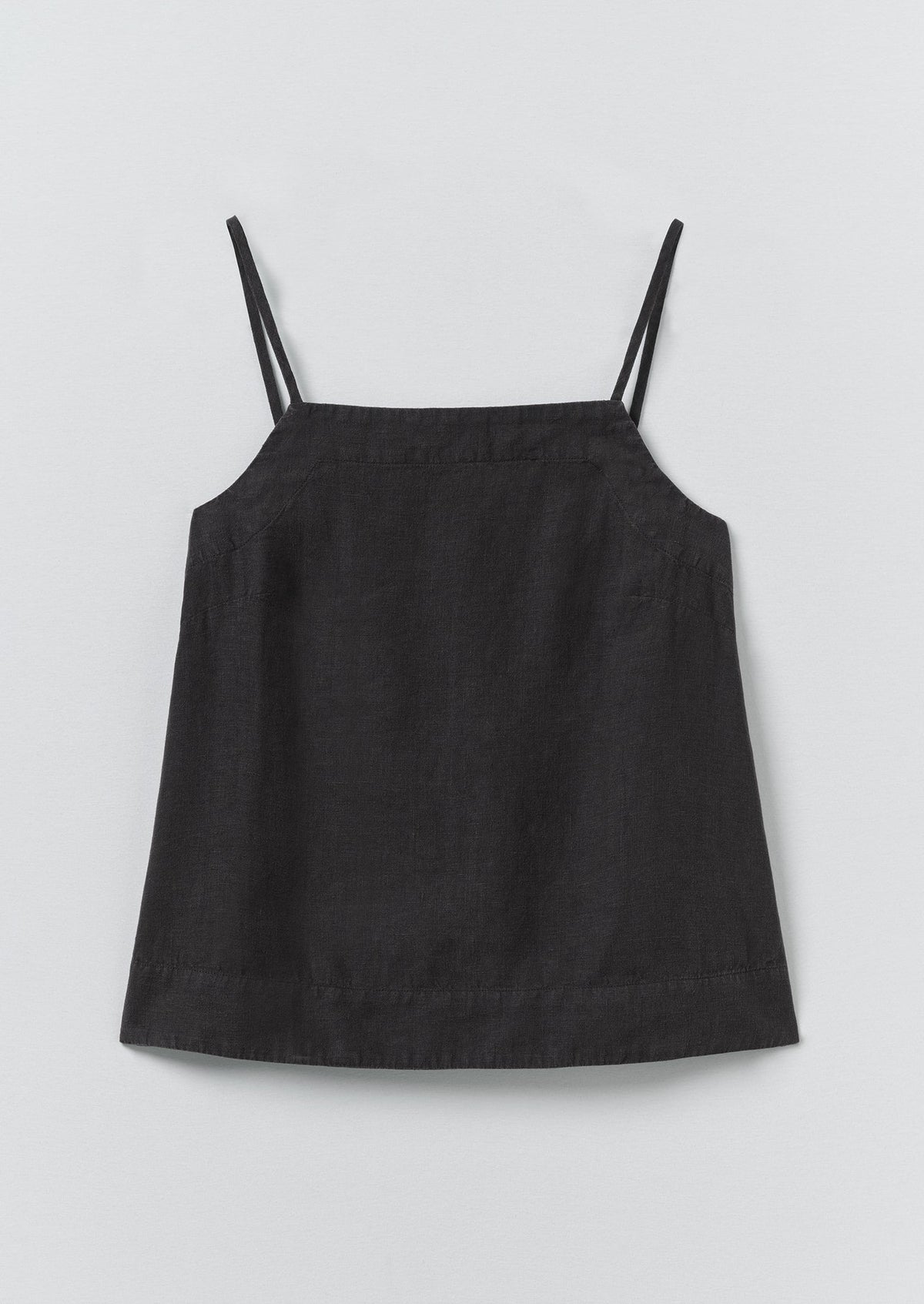 Square Neck Garment Dyed Linen Tank | Black Pepper