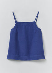 Square Neck Garment Dyed Linen Tank | Carmine Blue