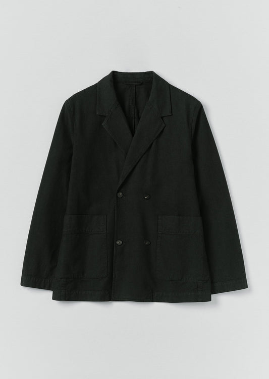 Overdyed Micro Houndstooth Cotton Blazer | Oil Green