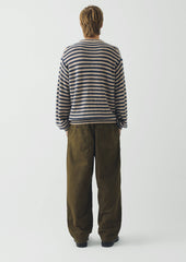 Stripe Alpaca Wool Sweater | Navy/Oatmeal