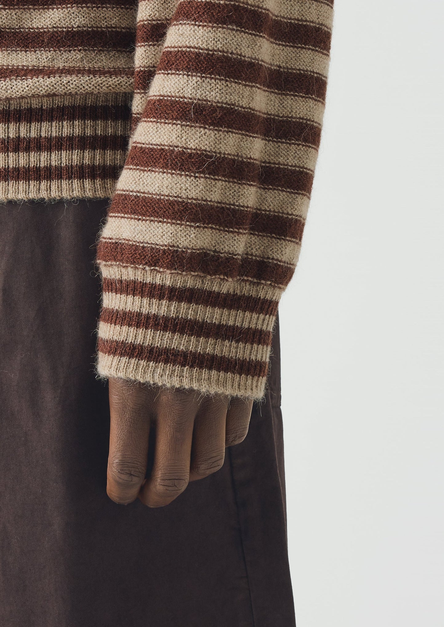 Stripe Alpaca Wool Sweater | Dark Terracotta/Oatmeal