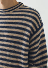 Stripe Alpaca Wool Sweater | Navy/Oatmeal
