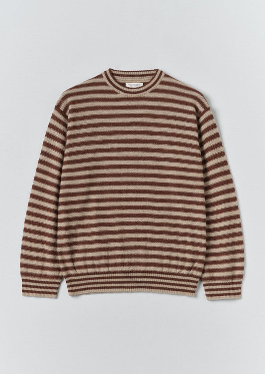 Stripe Alpaca Wool Sweater | Dark Terracotta/Oatmeal