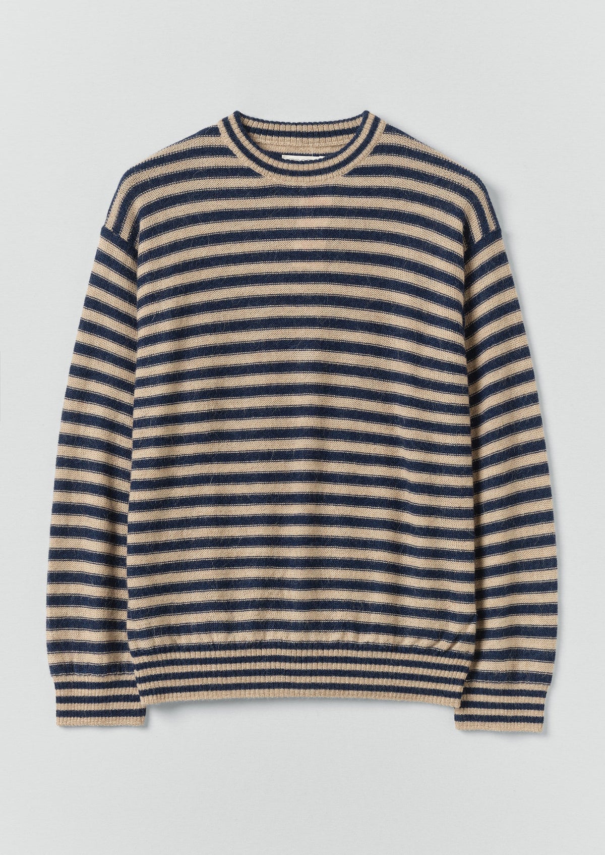 Stripe Alpaca Wool Sweater | Navy/Oatmeal