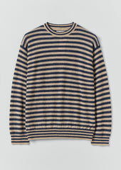 Stripe Alpaca Wool Sweater | Navy/Oatmeal