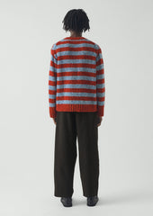 Stripe Donegal Wool Crew Neck Sweater | Red/Blue