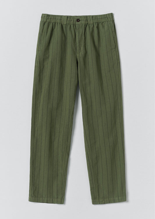 Overdyed Stripe Elasticated Cotton Linen Trousers | Basil