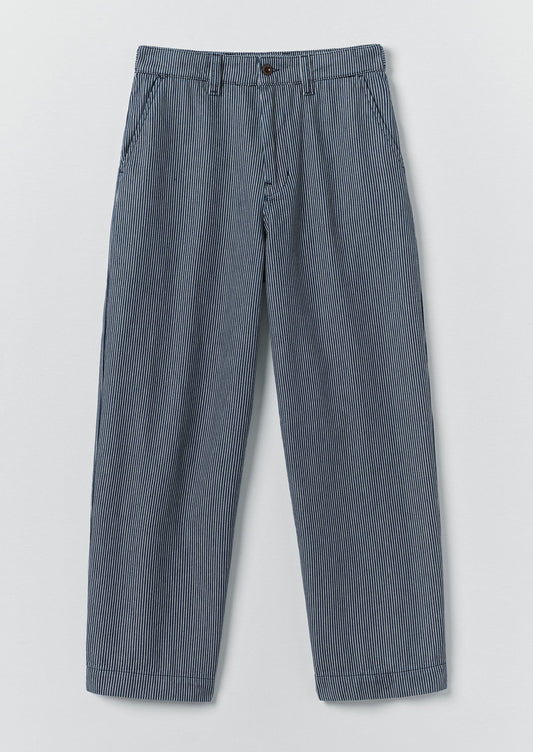 Jude Stripe Wide Leg Denim Trousers | Ecru/Indigo