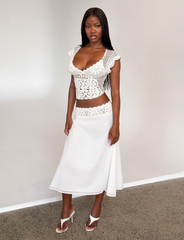 SASHA CROCHET MIDI SKIRT - IVORY