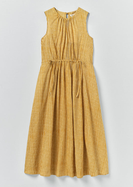 Martha Natural Dye Stripe Cotton Dress | Turmeric