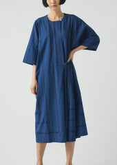 Tea Towel Stripe Cotton Dress | Cobalt Blue