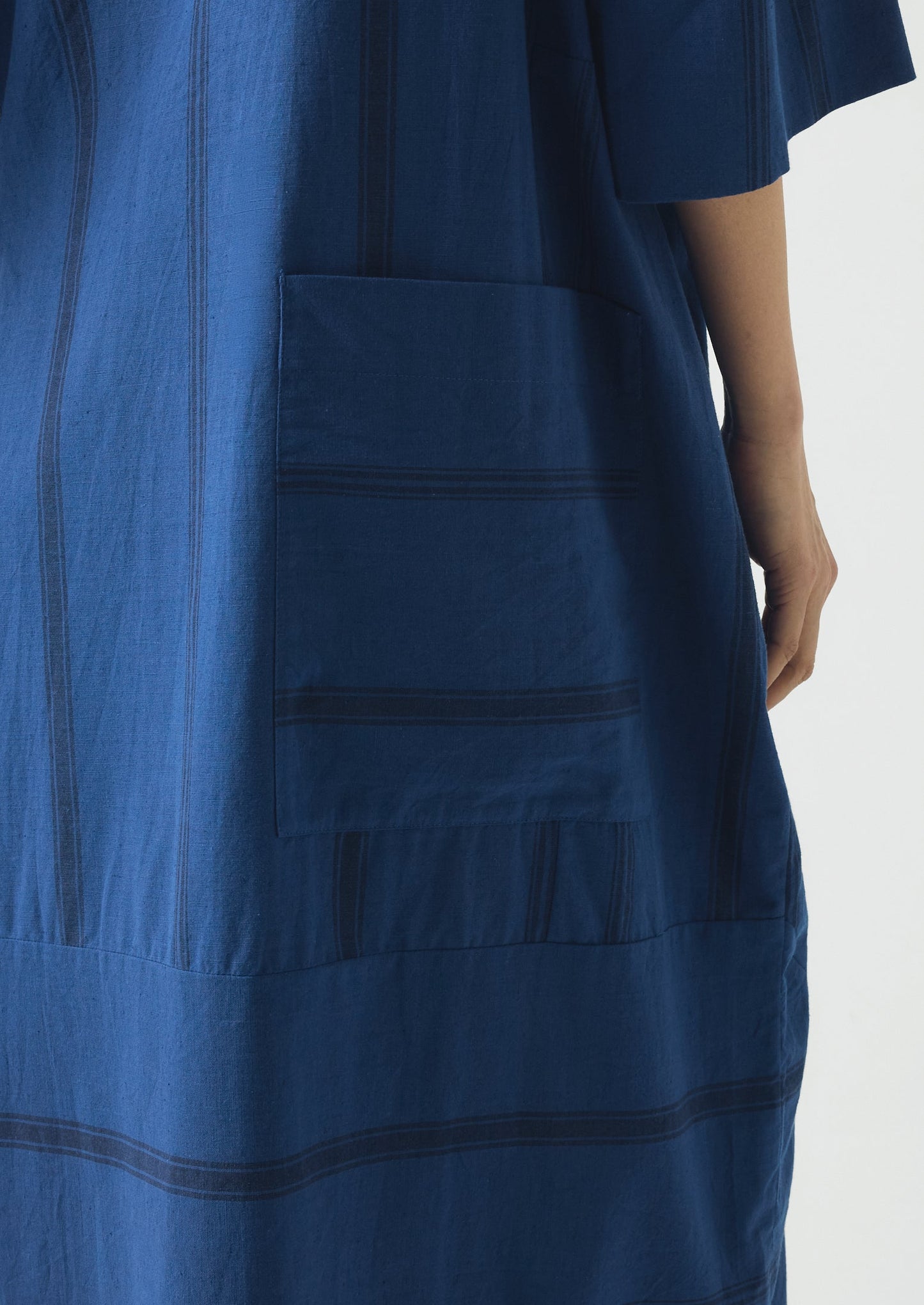 Tea Towel Stripe Cotton Dress | Cobalt Blue