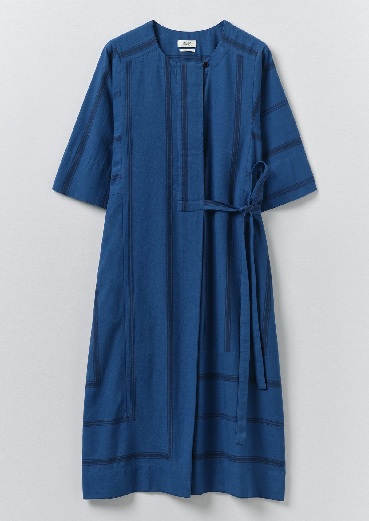 Tea Towel Stripe Cotton Dress | Cobalt Blue