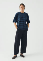 Stripe Cotton Short Sleeve Tee | Blue Graphite/Cobalt