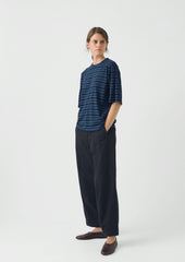 Stripe Cotton Short Sleeve Tee | Blue Graphite/Cobalt
