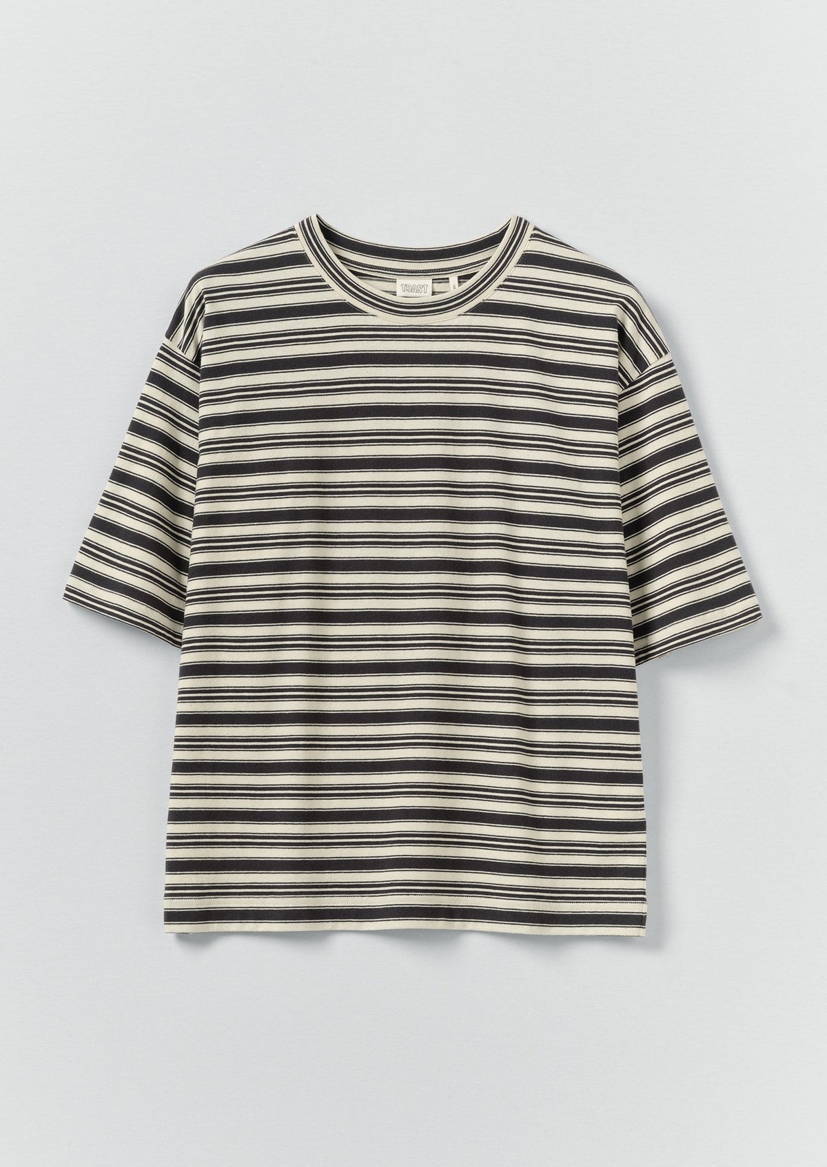 Stripe Cotton Short Sleeve Tee | Blue Graphite/Egret