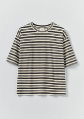 Stripe Cotton Short Sleeve Tee | Blue Graphite/Egret