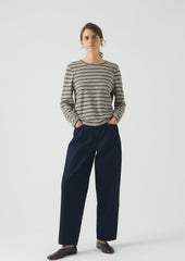 Stripe Crew Neck Tee | Avocado Rind/Ecru
